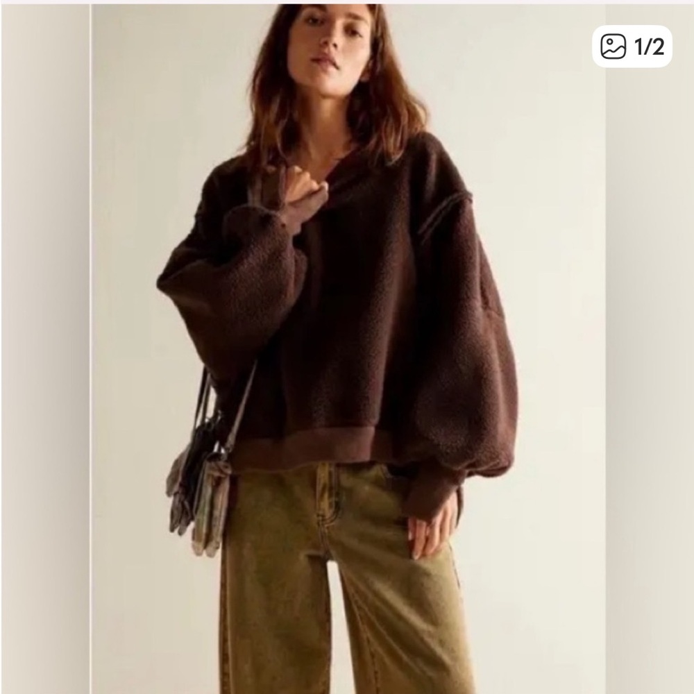 Free People Camden Fleece brown medium - Picture 2 of 9